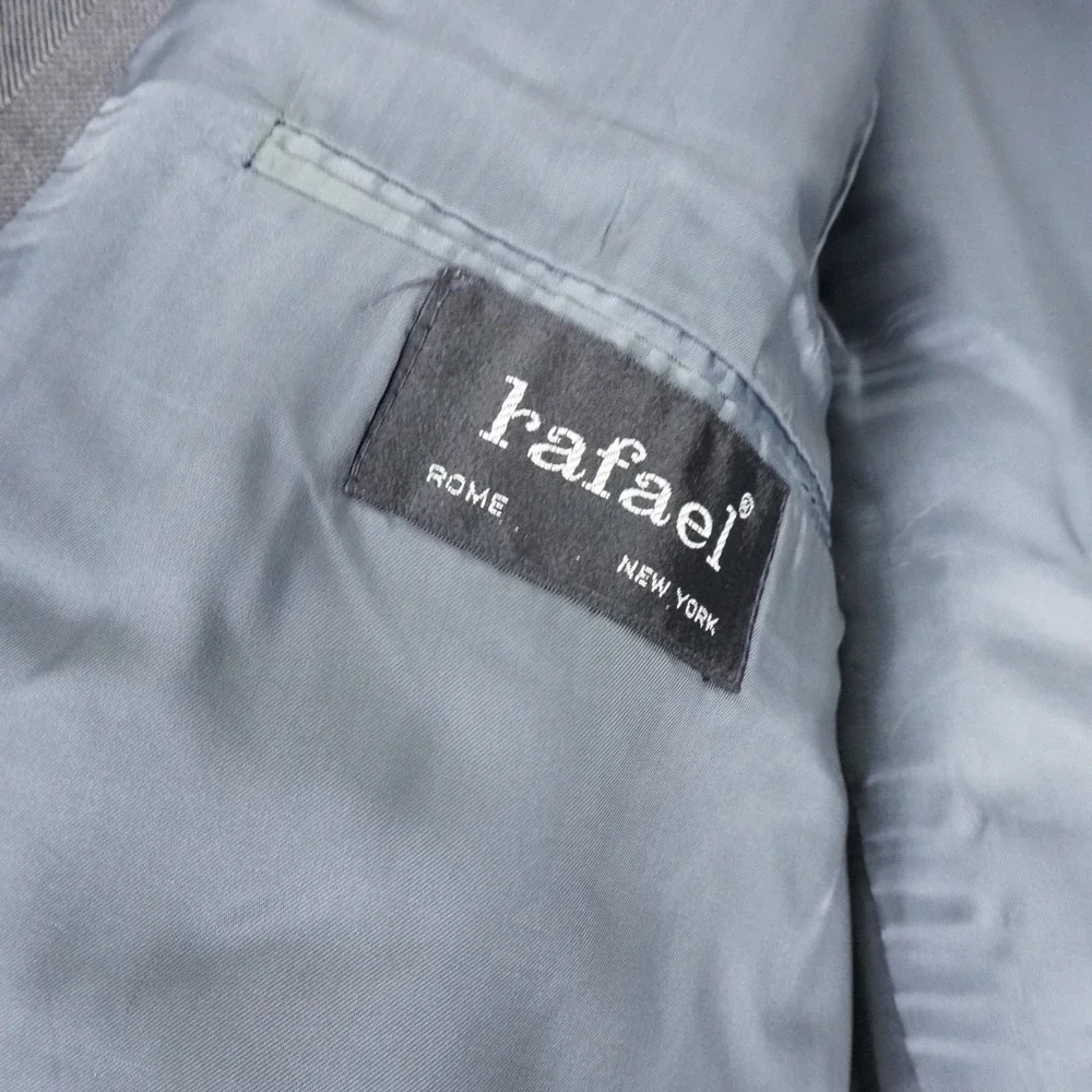 Rafael Mens Grey Vintage Wool Double Breasted Blazer Sport Coat Size 39R